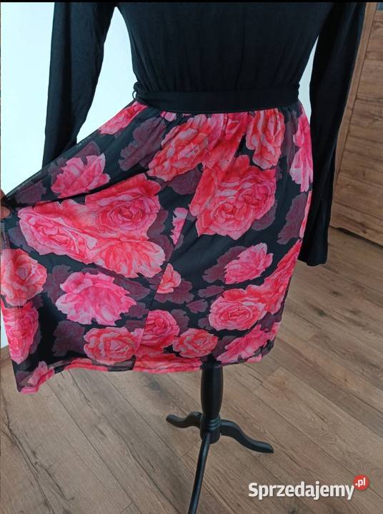 Sukienka ciążowa czarna różowa 3638 nowa Bonprix