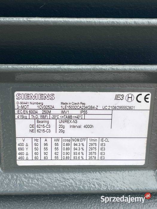 Silnik Elektryczny Siemens 55kW 2975obrmin Nowy sprzedam
