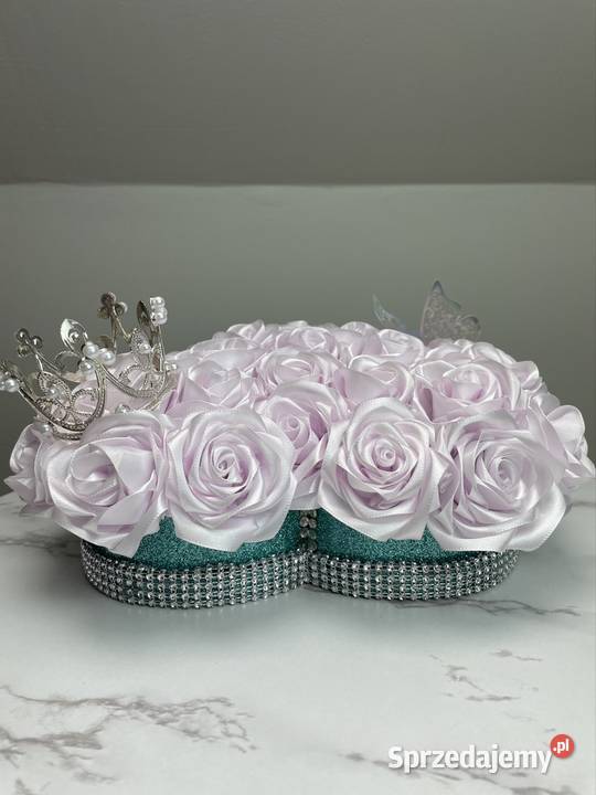 Flower box wieczne róże ze wstążki handmade dolnośląskie