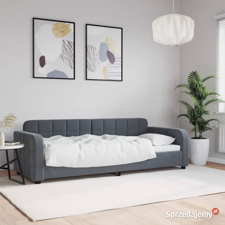 Sofa z funkcją spania ciemnoszara aksamitna 91cm mazowieckie Warszawa
