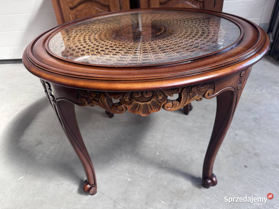 Drewniany stolik ława w stylu ludwikowskim wielkopolskie Sławoszewek sprzedam