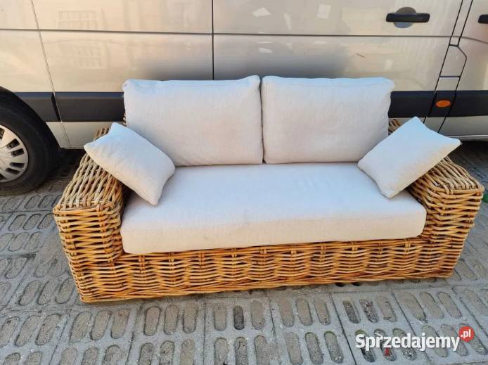 Kanapa rattanowa sofa GRUBY OPLOT NATURALNY boho 90cm sprzedam