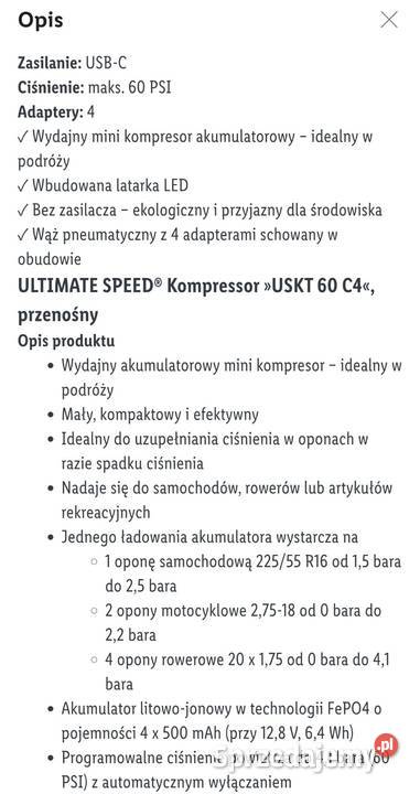 nowy akumulatorowy kompresor z wbudowaną latarką Tarnobrzeg