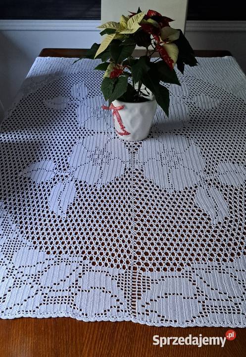 Serweta duża na szydełku rękodzieło NN1 biały wielkopolskie Poznań