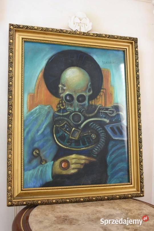 Beksiński Pastel na Kartonie STEAMPUNK Stary Kraków