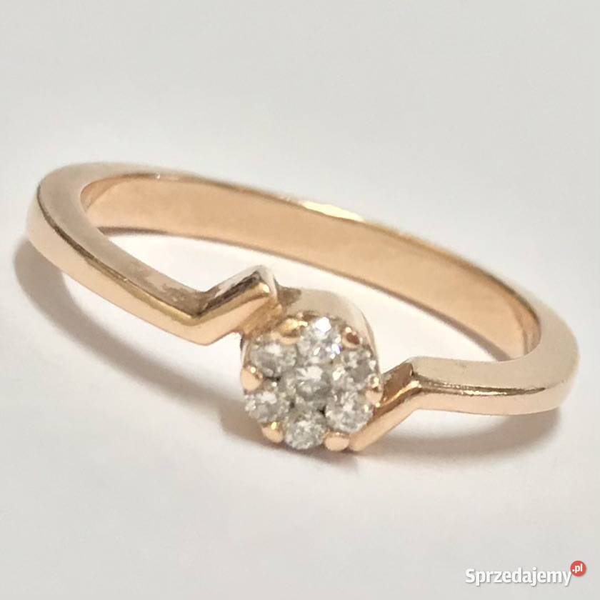 Złoty pierścionek 14K różowe złoto 585 diamenty Warszawa