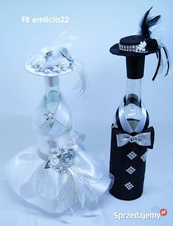 Komplet Ślubny Ubranka na butelki Winko
