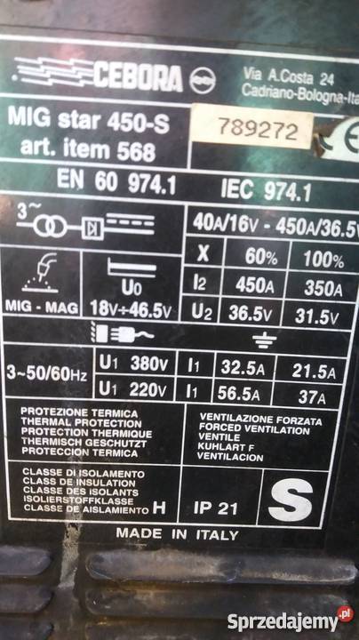 Spawarka Migomat Cebora 450 380V Gliwice