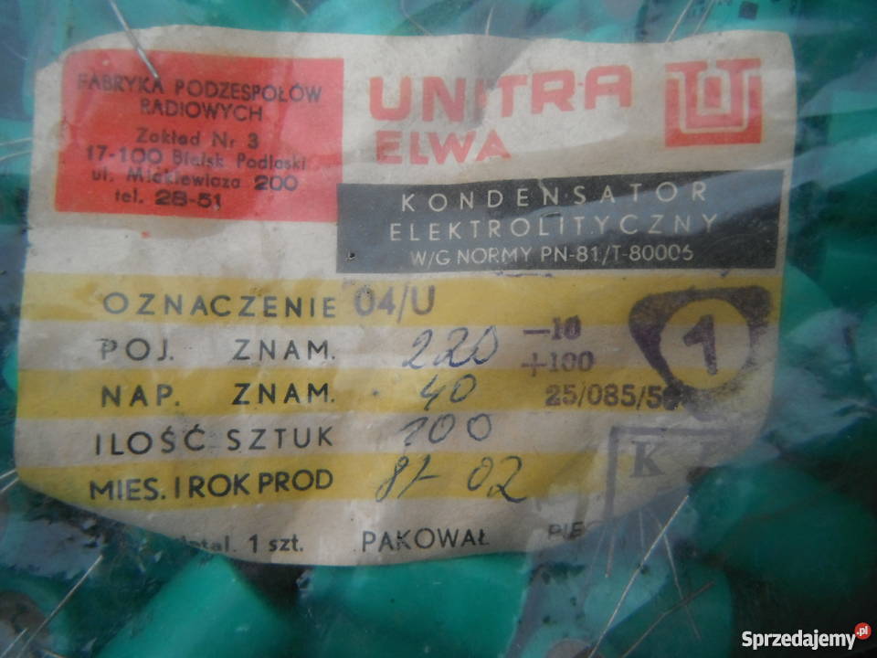 Kondensator elektrolityczny ELWA Nowe Hurt Barak