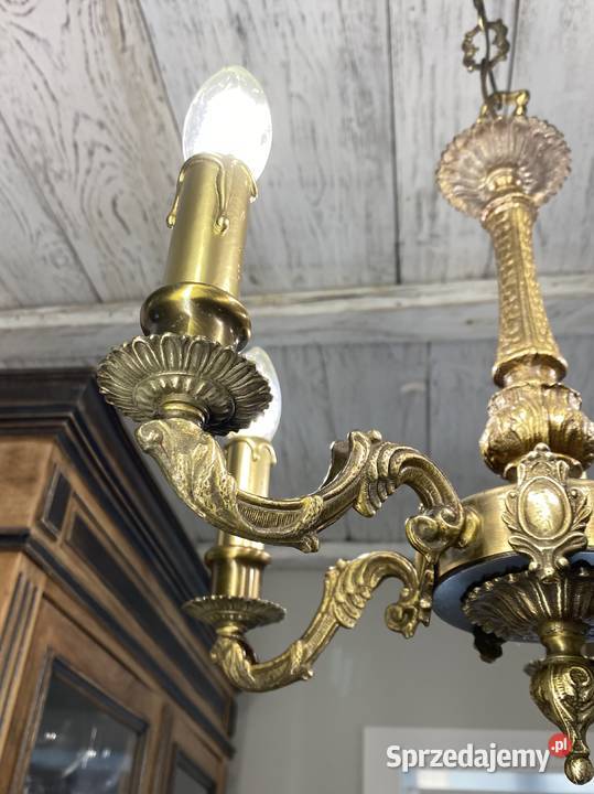 Francuski antyczny Żyrandol 19 mosiądz wielkopolskie Poznań