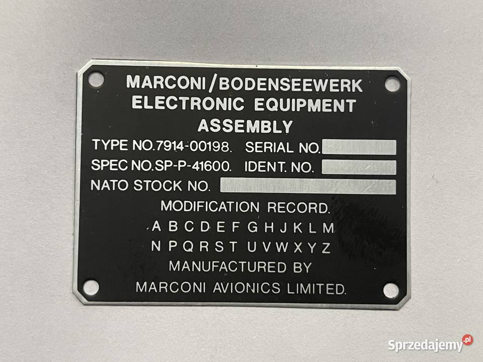 tabliczka identification plate Marconi Rydułtowy