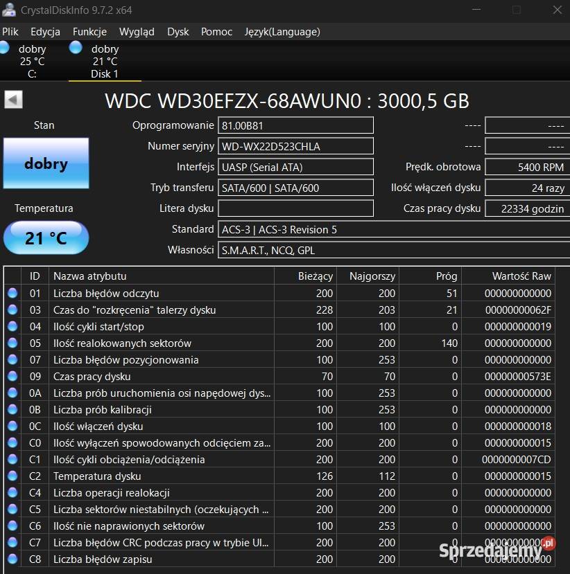 Dysk twardy WD Red Plus WD30EFZX 3TB 35 SATA Wieliczka sprzedam