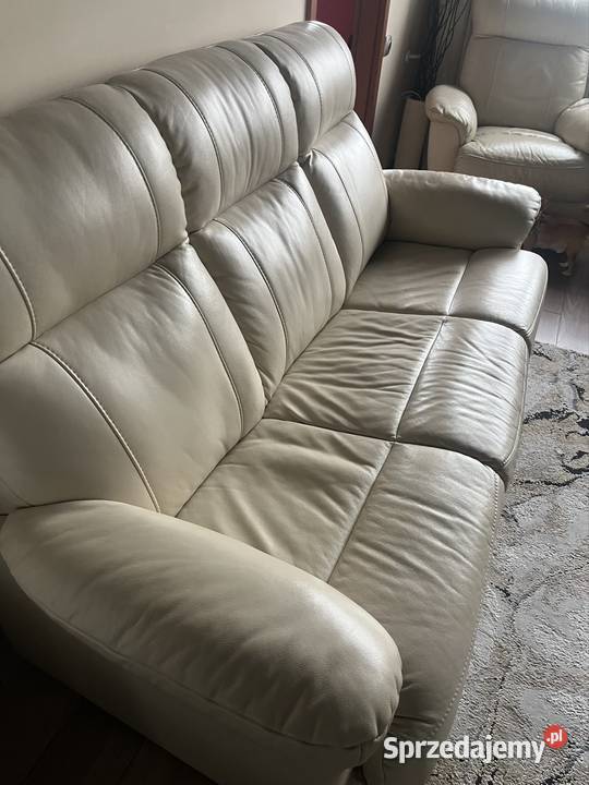 Komplet skórzany wypoczynkowy sofa fotele Oława