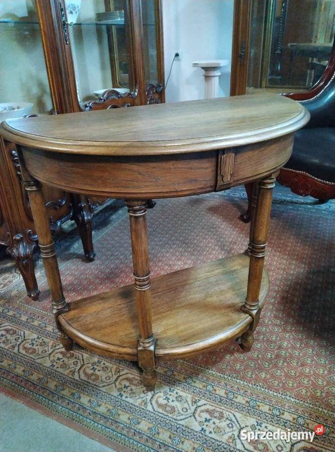 Konsola przyścienna dębowa półokrągła stolik Białystok