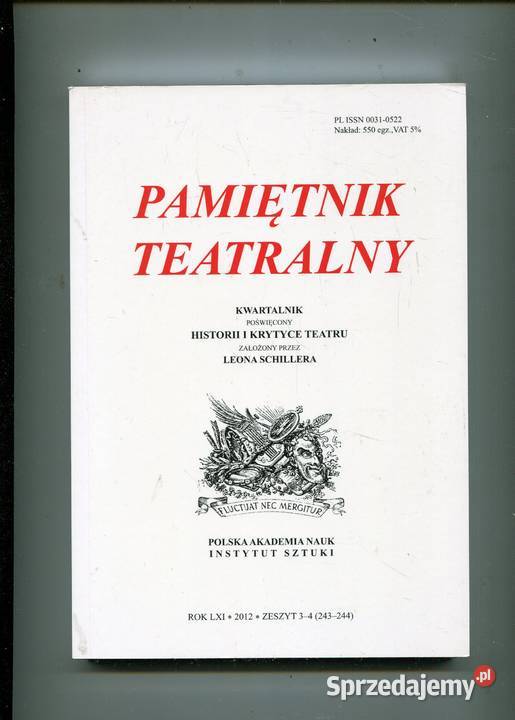Pamiętnik Teatralny LXI zeszyt 34 Pozostałe sprzedam