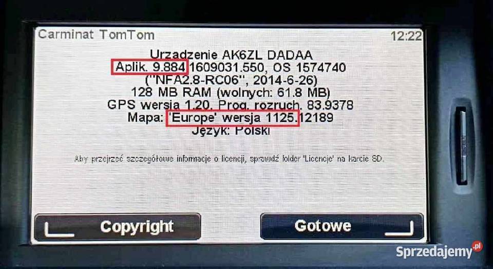 NAJNOWSZA WERSJA MAPY TOMTOM CARMINAT 1125 Akcesoria samochodowe sprzedam