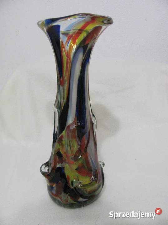 wazon flakon szklany kolorowy PRL wys 27 Zamość