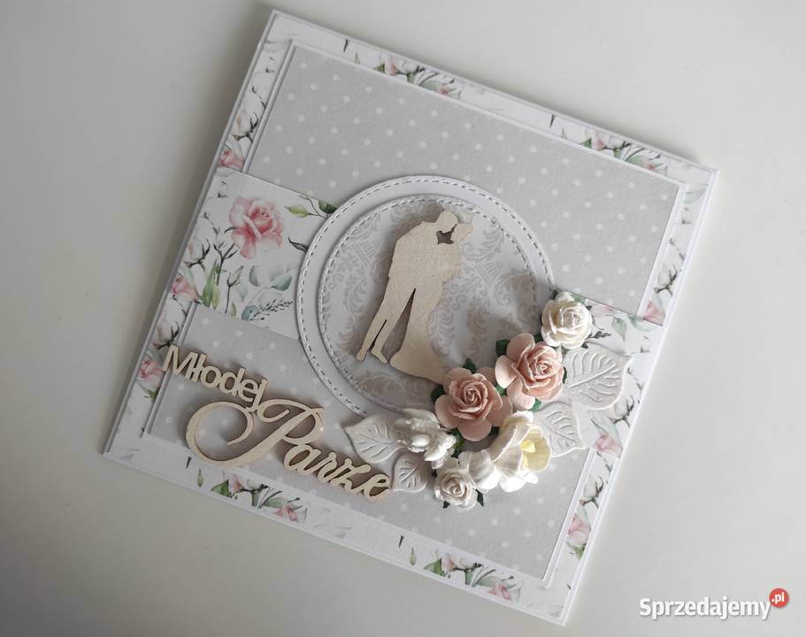 Kartka ręcznie robiona na Ślub z pudełkiem