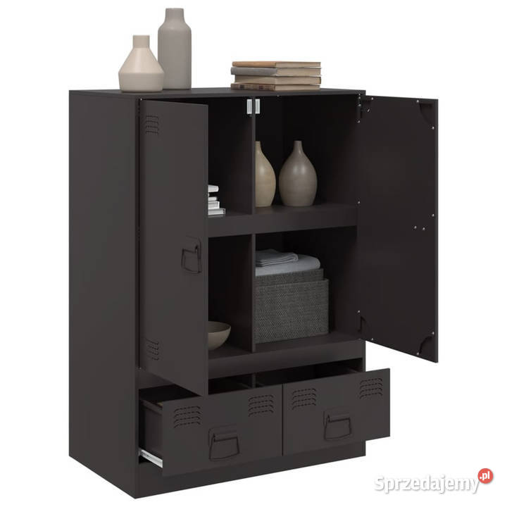 Szafka czarna 67x39x95 stal WM841805 Dom i Ogród Warszawa