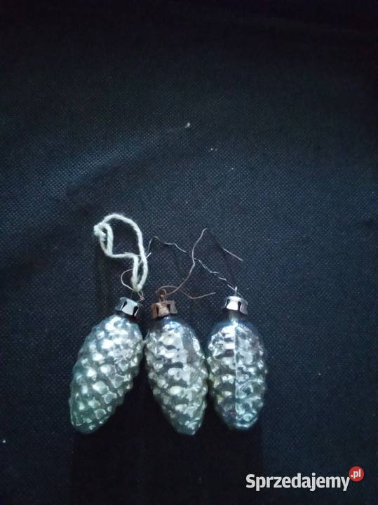 3 małe szyszki srebrne PRL komplet Dom i Ogród