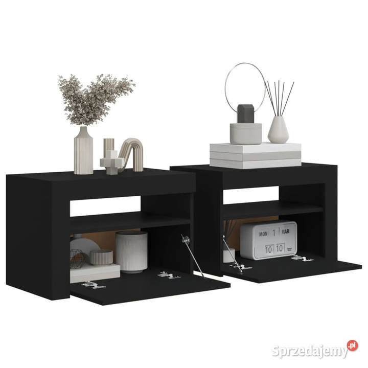 Szafki nocne z LED 2 czarne 60x35x40 WM3080735 Warszawa