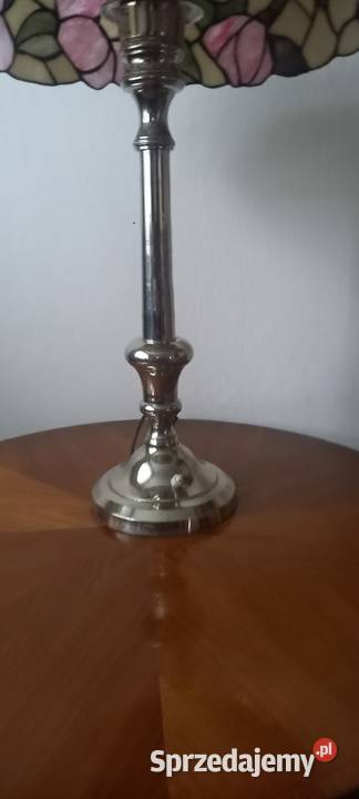 Piękna lampa z chromowanego mosiądzu klosz Skierniewice sprzedam