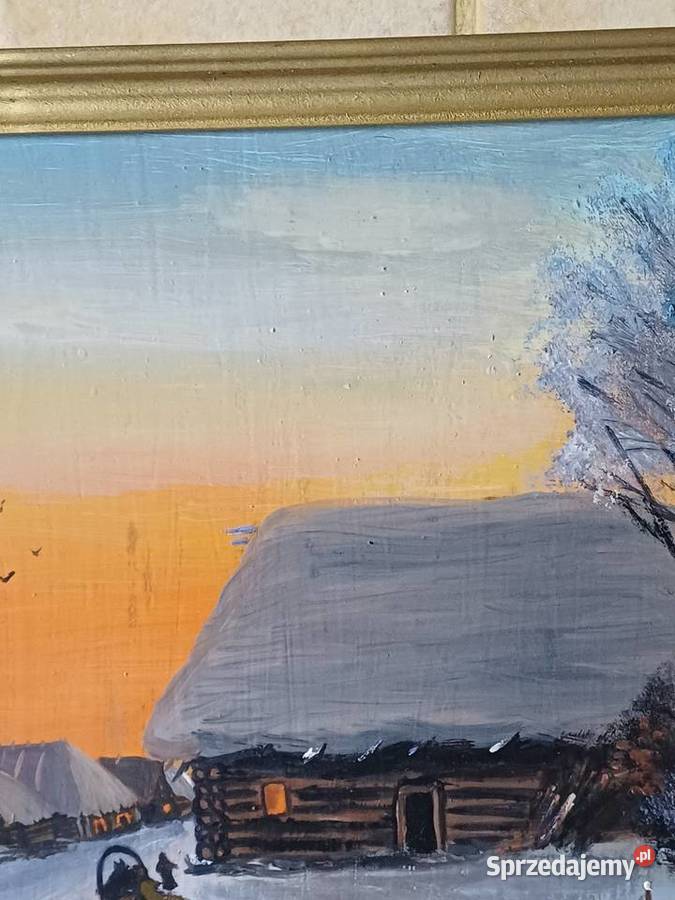 vintage obraz olejny na dykcie małopolskie Nowy Targ
