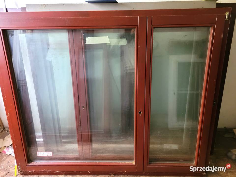 okno drewniane 175x143 dwuskrzydłowe szyba Budowa Turawa