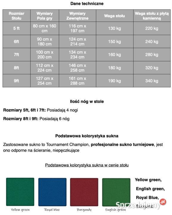 Stół Bilardowy Modena 6 ft z akcesoriami wielkopolskie Poznań sprzedam