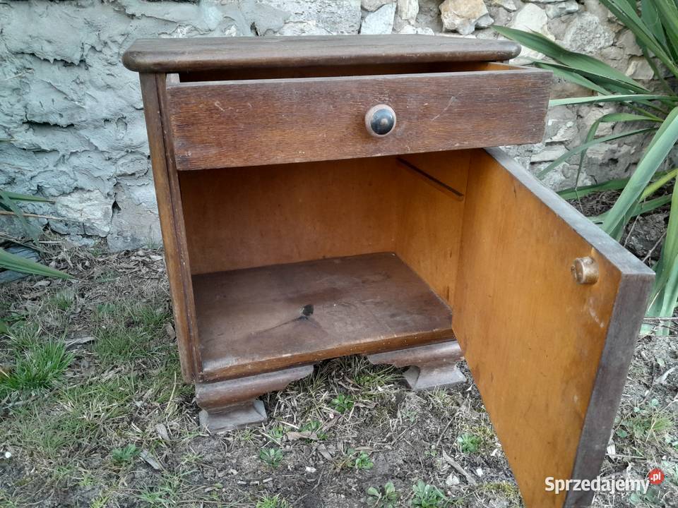 Stara drewniana szafka nocna zabytek PRL retro Dąbrowa Górnicza
