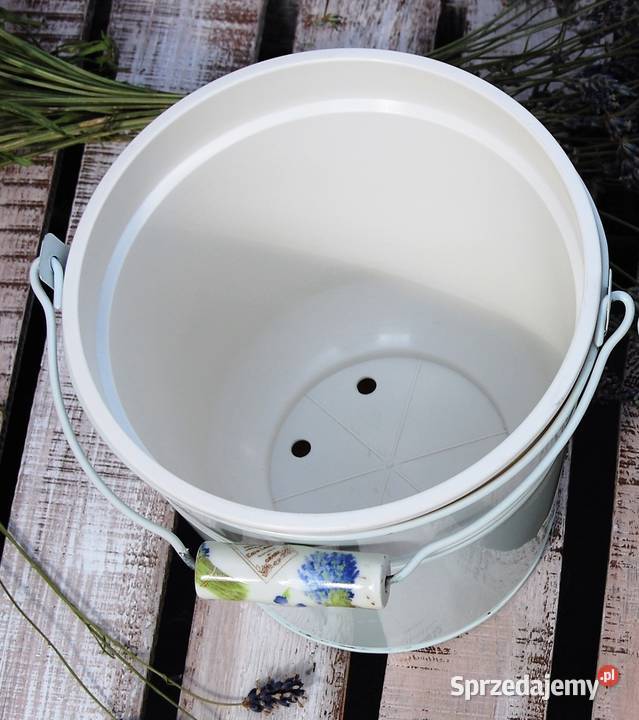 Wiaderko metalowe ceramiczny uchwyt lawenda lubelskie Lublin sprzedam