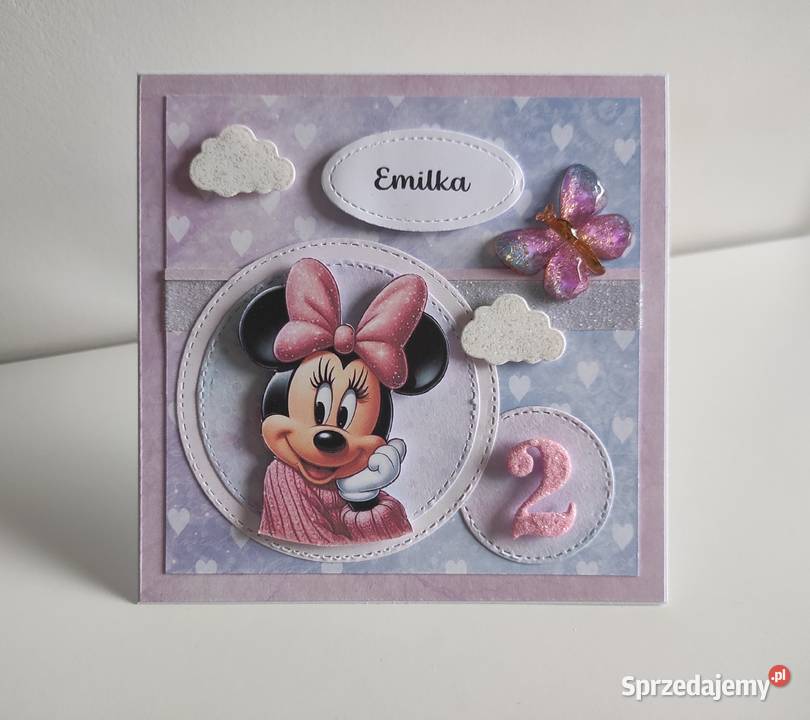 Kartka urodzinowa ręcznie robiona Myszka Minnie Łódź