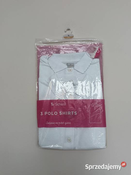Koszulka polo szkolna dziewczęca Tu School biała 3 lata+ Bluzki, koszulki i kaftaniki Gdynia