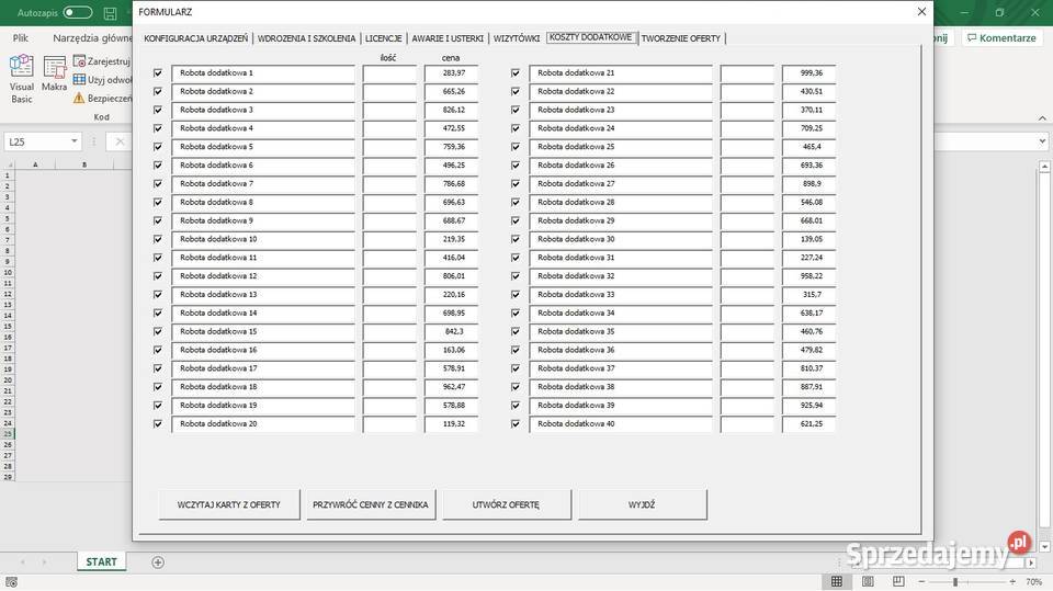 Excel makra raporty analizy formularze