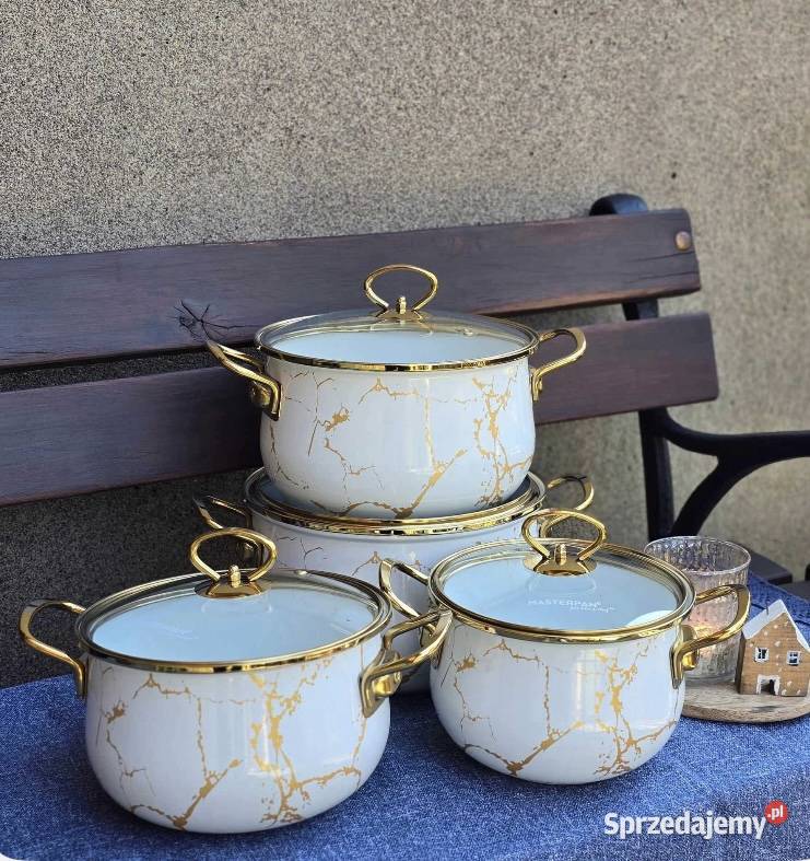 229 Garnki emalia kremowy marmur MASTERPAN Garnki i szybkowary sprzedam