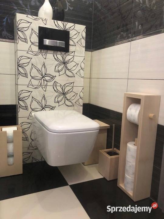 Stojak drewniany naturalny na papier toaletowy Dębica