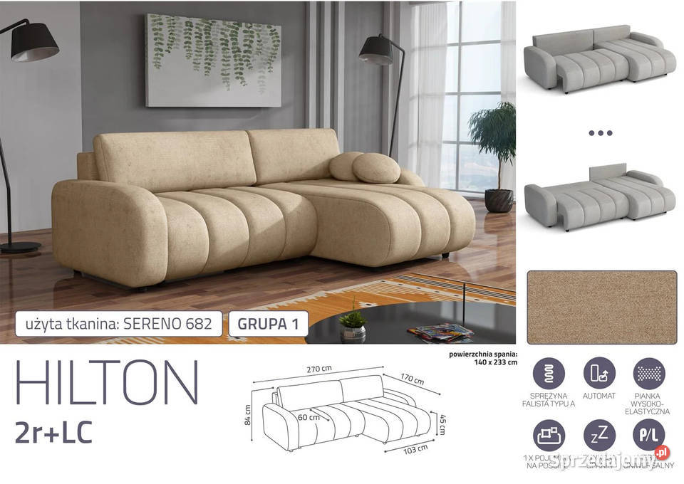 Narożnik Hilton 270x170 pojemnikfunkcja spania Wieruszów