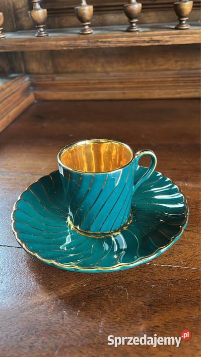 Filiżanka do espresso Sygnatura Złoto spiralnie Porcelana i szkło pomorskie Gdańsk
