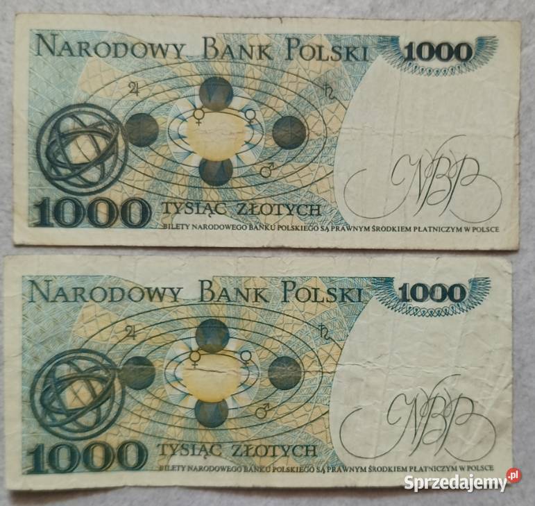 PRL banknot 1000 NBP 1982 seria HG i HZ Mikołaj Ełk