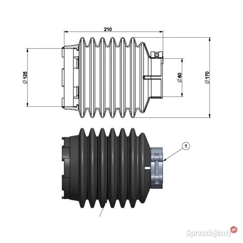 Osłona harmonijkowa kat 1 4 długość 210mm 99118 Kamionna