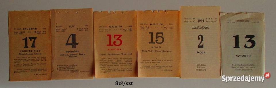 Kartka z kalendarza zdzierak kalendarz 26041958 Pozostałe Łódź sprzedam