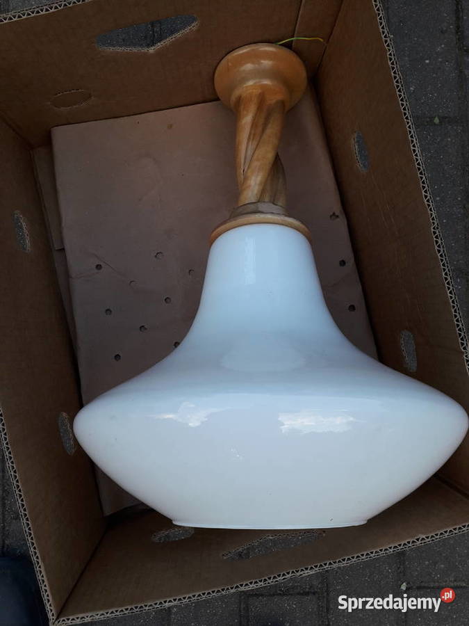 Oryginalna lampa drewniana z kloszem Warszawa