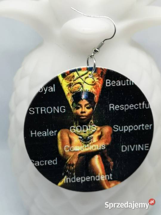 Kolczyki duże drewniane malowane koła etno Kołobrzeg