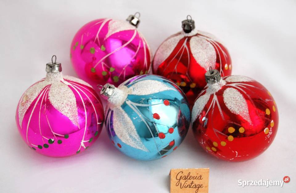 Stare bombki szklane 2 ręcznie malowane czerwone sprzedam
