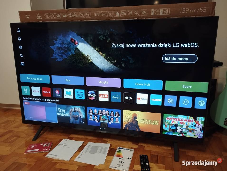 Nowy TV LG 55” UHD 4K Smart TV ze sztuczną inteligencją 55UR7800, gwarancja