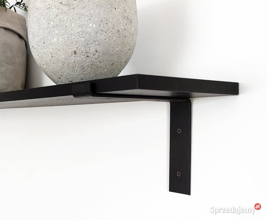 wisząca półka czarna na metalowych wspornikach 60cm Poznań