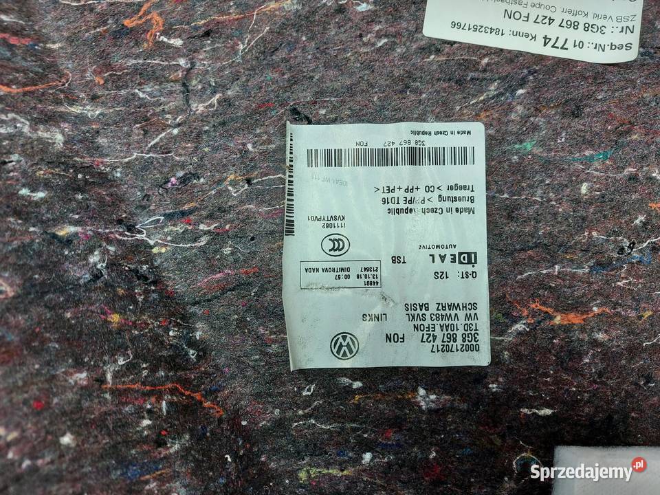 VW Arteon 3G8 2018r TAPICERKA BOCZEK BAGAŹNIKA