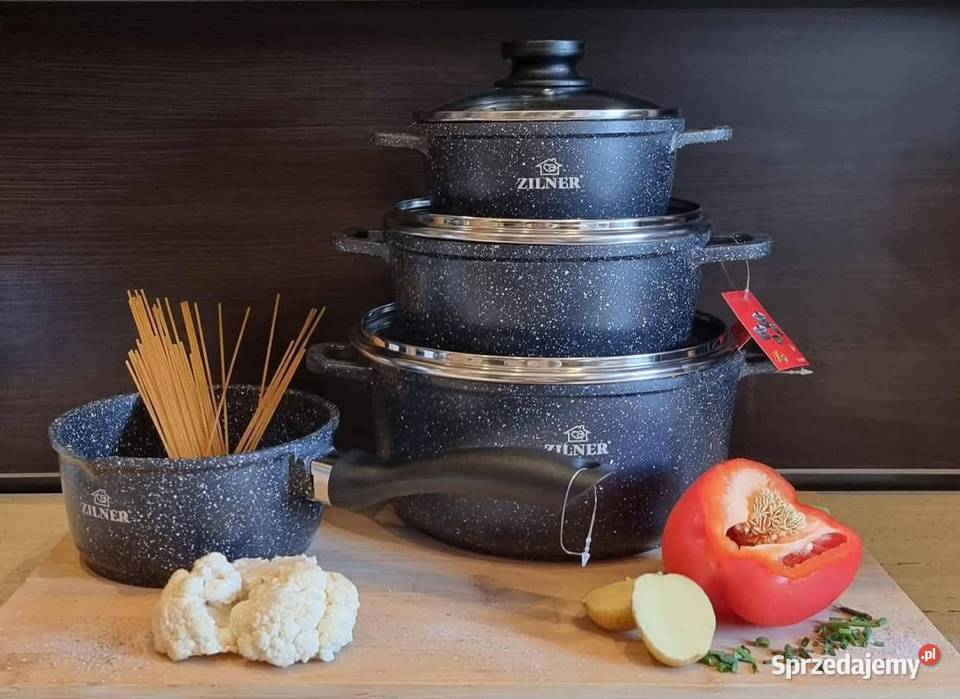 Zestaw garnków marmurkowych z rondelkiem Piotrków Trybunalski