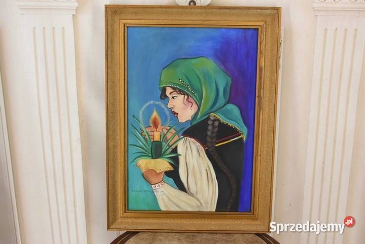 Zofia Stryjeńska Góralka ze Świecą Stary Portret Kraków