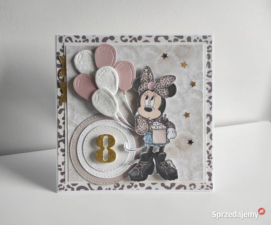 Kartka ręcznie robiona na urodziny z myszką Łódź sprzedam